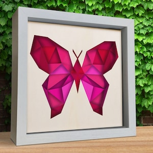 3D-Schmetterling-Svg, Shadow Box-Svg, 3D-Polygon-Kunst, Dateien für Cricut, für Silhouette, Cnc-Dateien-Svg