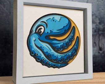 3D Octopus Shadow Box SVG: Cricut, Silhouette, CNC Files (digital ...