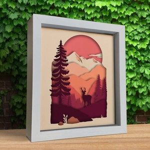 3D Mountain, Landscape Shadow Box Svg, 3d Nature, Paper Cut Template, For Cricut, For Silhouette