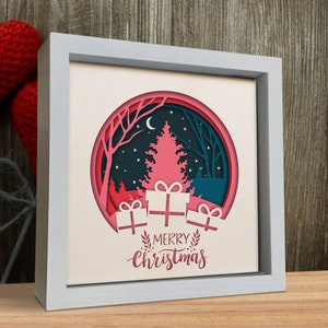 3D Weihnachtslanscape, Schattenbox-Svg, 3D-Weihnachtsschichten, Papierschnittvorlage, Für Cricut, Silhouette, Laser, CNC, einfach zu verwenden