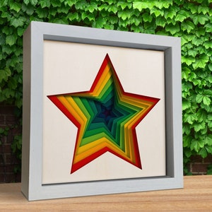 3D Star, 3D Paper Cut Shadow Box Template, SVG Digital Download Files, Shadow Box SVG, For Cricut, Lightbox