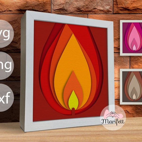 3d Fire Svg, Shadow Box Templates, Paper Cut Files, Cardstock Svg, For Cricut and Silhouette, Easy to Use