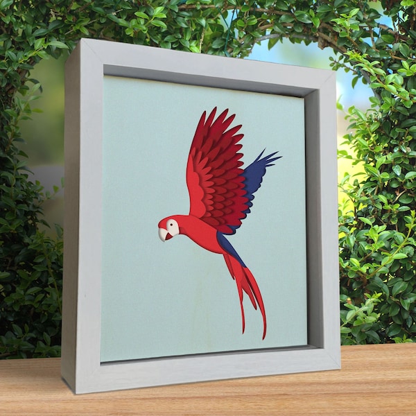 3d Bird Svg, Shadow Box Svg, 3d Parrot svg, Flaying Wings, Files for cricut, for Silhouette, Cnc files Svg
