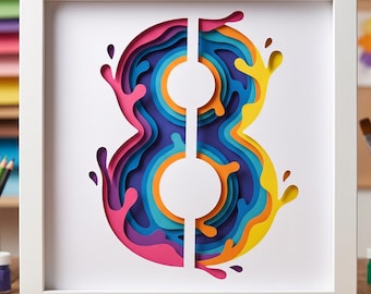 Number 8 SVG, 8th Birthday Shadow Box