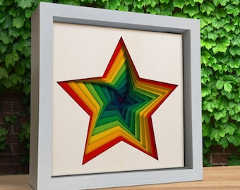 3D Star, 3D Paper Cut Shadow Box Template, SVG Digital Download Files, Shadow Box SVG, For Cricut, Lightbox