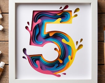 Number 5 SVG, 5th Birthday Shadow Box