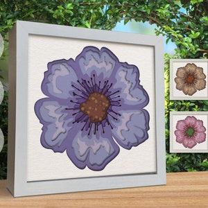 3d Flower Svg, Shadow Box Svg, Purple Flower 3d Svg, Colorful Layered Template, Files for cricut, for Silhouette, CNC cutting