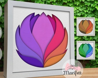3D Lotus Shadow Box SVG: Layered Flower Template (Digital Download)