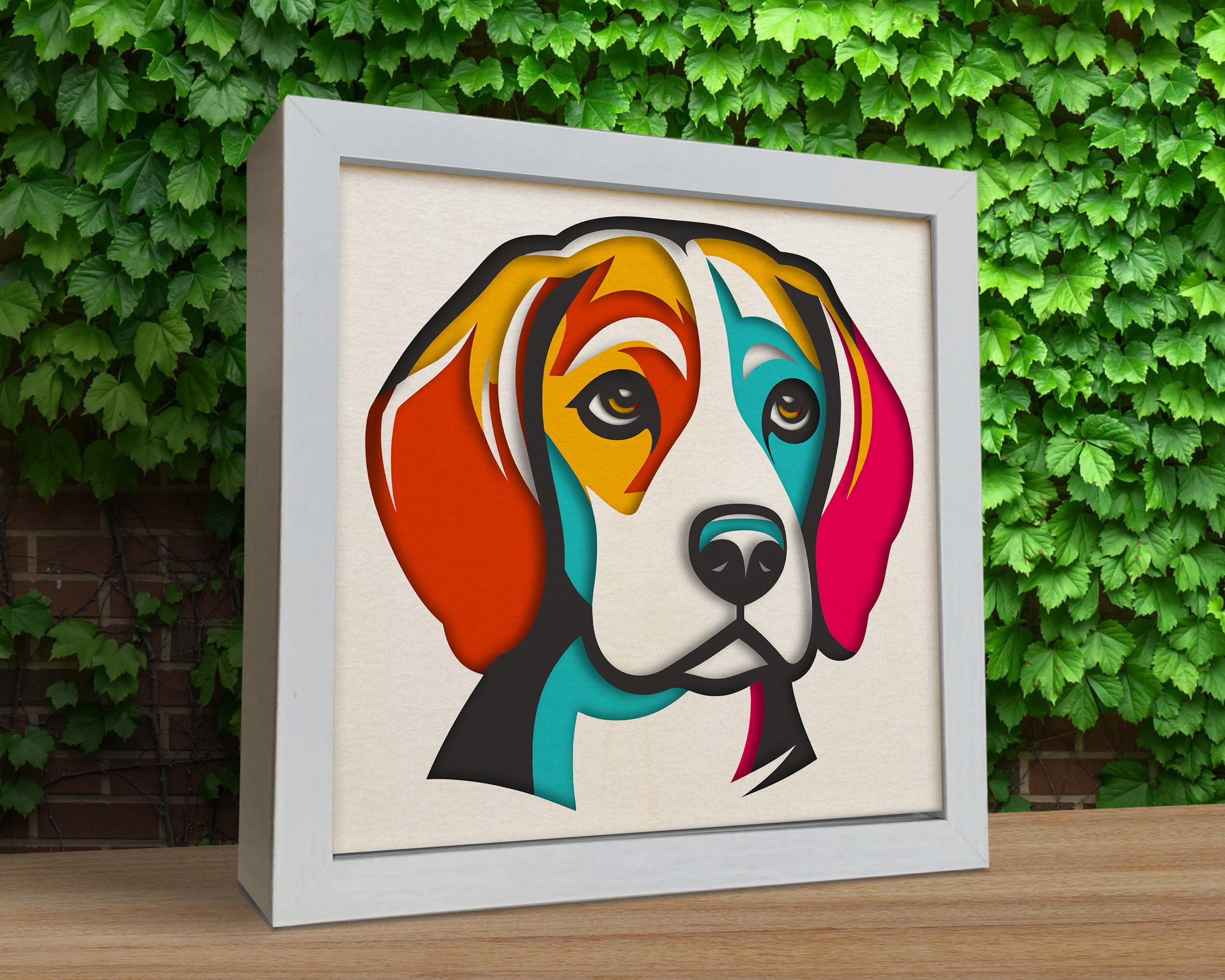 3d Beagle SVG, Shadow Box Template, Dog 3D SVG Shadowbox, Layered ...
