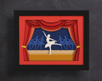 3D Ballerina, Shadow Box Svg, Dance Girl Svg, Layered Ballet, Dancer Silhouette, Paper Cut Templates, For Cricut and Others, Easy to use