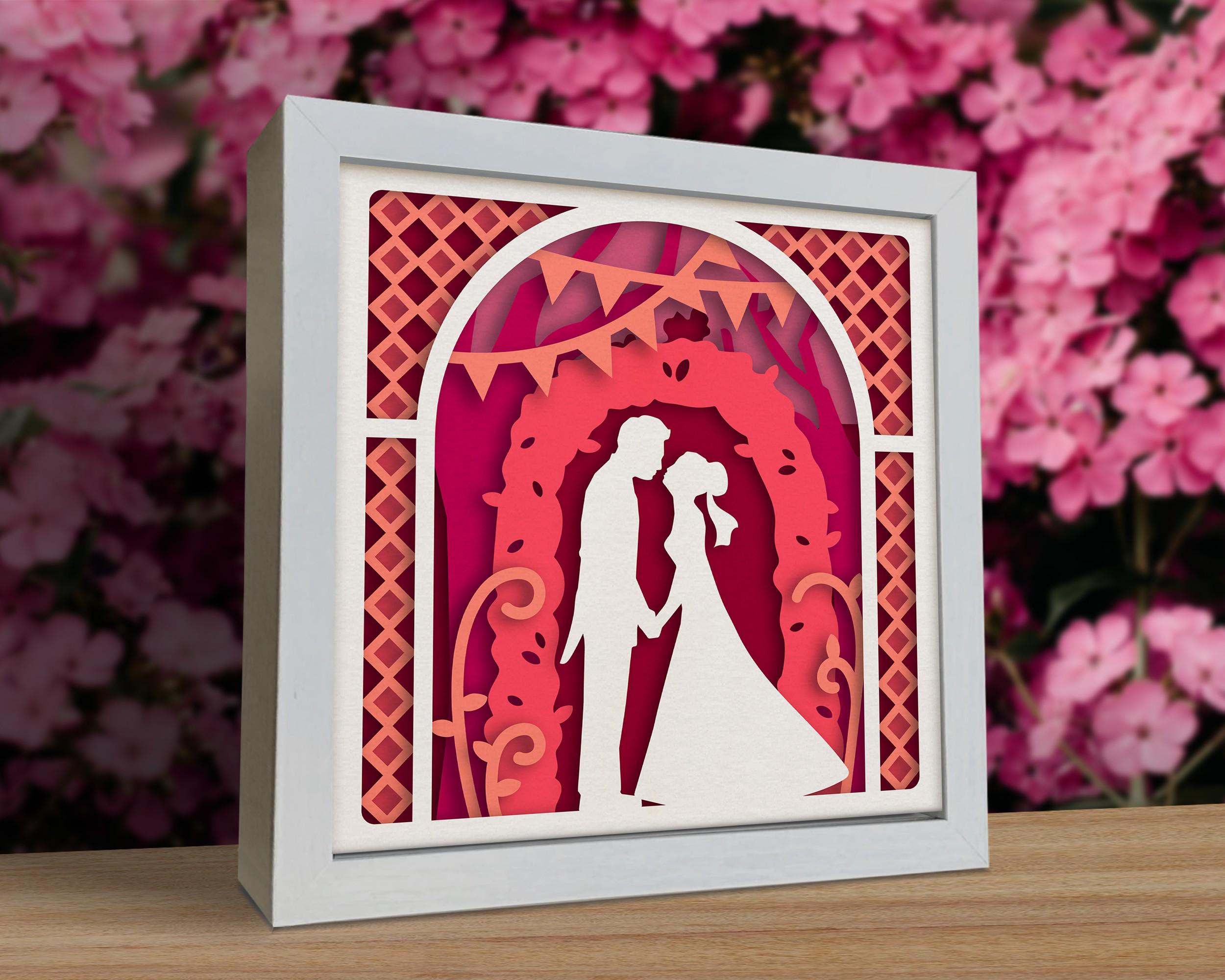 3D Wedding Shadow Box SVG – Romantic Layered Papercut for Cricut ...