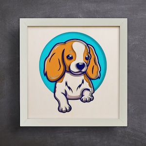 3D Hund SVG, Shadow Box SVG, Papierschnitt, süße Hund SVG, Dateien für Cricut, für Silhouette, SVG, DXF, Eps, Png Formate