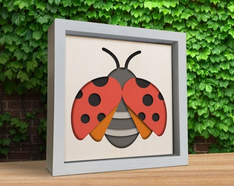 3d Ladybug Svg, Shadow Box Svg, Files for cricut, for Silhouette, Cnc files Svg