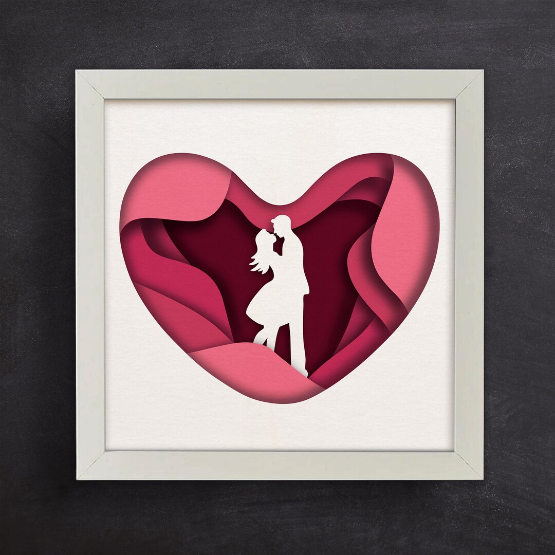 3D Heart Shadow Box, Valentines Day Shadow Box, Layered Paper Art ...