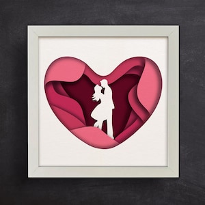 3D Heart Shadow Box, Valentines Day Shadow Box, Layered Paper Art, Heart 3D SVG, Files For Cricut with Silhouette, Easy to Use