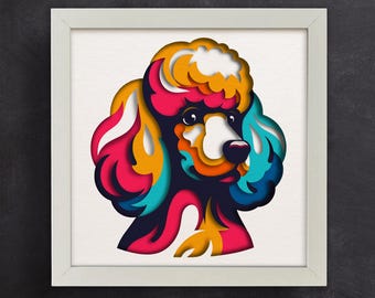 Poodle 3D Layered SVG For Cardstock / 3D Dog Shadow Box / Pop Art / Pet Memorial Box/ For Cricut/ For Silhouette