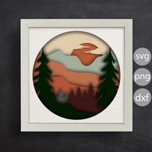 3d Mountain Shadow Box, 3d Landscape Svg, Layered Svg, 3d Scenery, Files for cricut, for Silhouette, CNC cutting, Svg, Dxf, Eps, Png Formats