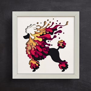 3D Pudel Schattenbox Vorlagen | 3D Hund SVG für Karton | Bunte Kunst | für Cricut & Silhouette | Einfach zu bedienen