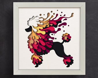 3D Poodle Shadow Box Templates | 3D Dog SVG for Cardstock | Colorful Art | for Cricut & Silhouette | Easy to Use