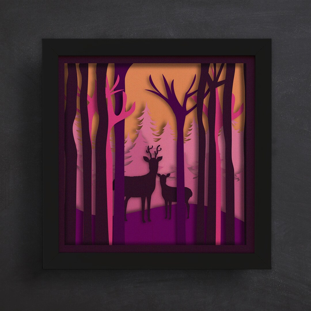 3d Forest Shadow Box, Files for Cricut, for Silhouette, CNC Cutting