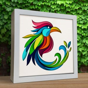 3d Tropical Bird SVG, Shadow Box Template, Bird 3D SVG Shadowbox, Layered Cardstock, Paper Cut for Cricut for Silhouette, Easy to Use