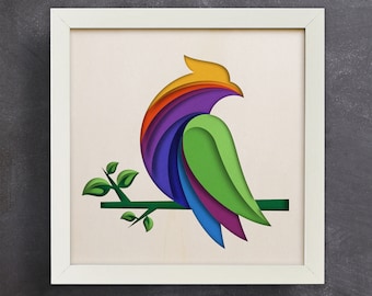 3D Bird Shadow Box Template: Paper Cut SVG, Cricut, Lightbox (Digital Download)