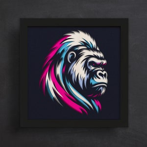 Gorilla 3D Layered SVG para cartolina / caixa de sombra 3D Gorilla / Silverback Gorilla / Pop Art / caixa memorial para animais de estimação / para Cricut / para Silhouette