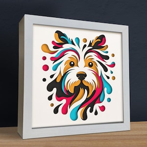 3d Dog Svg / Shadow Box SVG / Colorful Dog 3D / Westie Dog / Multilayered Dog / Papercraft para Cricut e Silhouette / Fácil de usar
