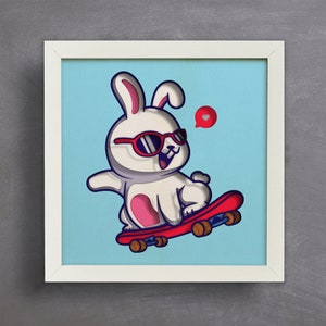 Lapin 3D, Svg, Svg de skateboard, fichiers pour cricut, pour les formats Silhouette, Svg, Dwg, Dxf, Ai, Eps, Pdf, Png