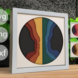 3d Man and Woman Abstract Shadow Box Svg, 3D Paper Cut, 3d Wall Decor Svg, Shadow Box Template, Shadow Box SVG ,For Cricut, Lightbox SVG