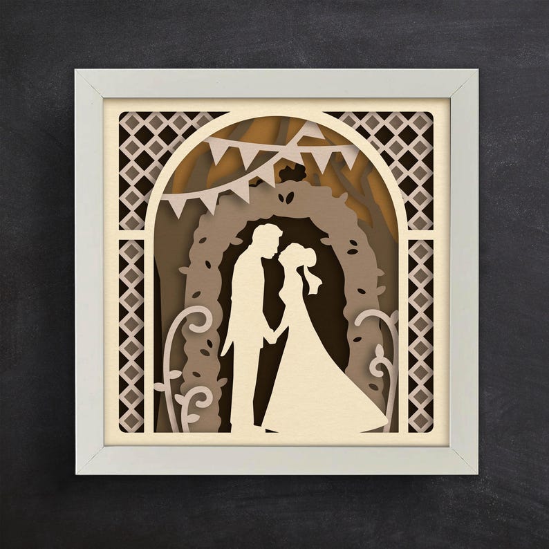 3D Wedding Shadow Box SVG – Romantic Layered Papercut for Cricut ...