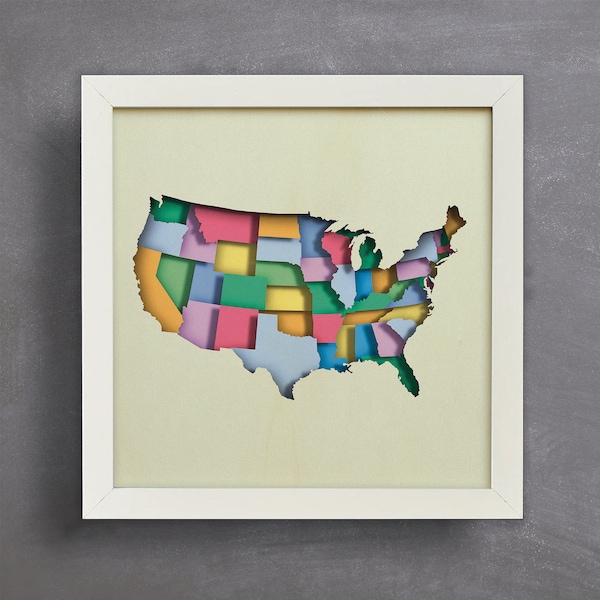 3d USA Map, Shadow Box Svg, 3d Paper Cut, Laser Cut Files, for cricut, for Silhouette, CNC cut files 3d USA Map, Shadow Box Svg, 3d Paper Cut, Laser Cut Files, for cricut, for Silhouette, CNC cut files