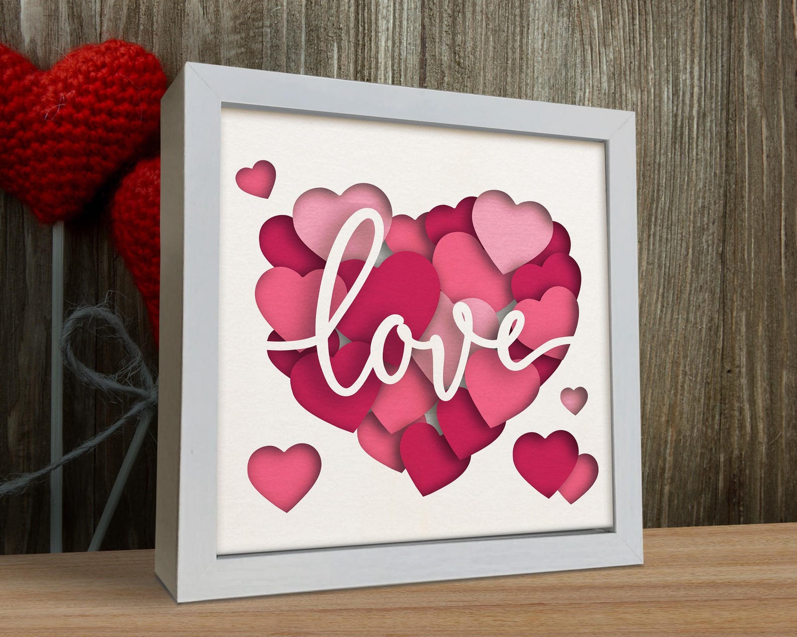 3D Love and Heart Shadow Box SVG, Valentines Day Svg, Layered Paper Art ...