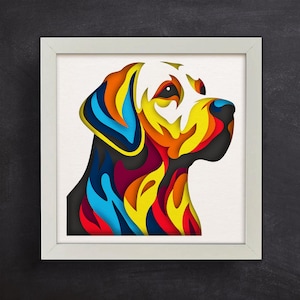 3d Labrador Retriever, 3d Dog Svg, Shadow Box Templates, Multilayer Dog, SVG For Cardstock / 3d Colorful Art / For Cricut / For Silhouette