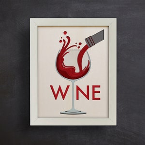 Svg vin en couches, Shadow Box verre à vin, Fichiers papier découpé, Svg Shadow Box, pour Cricut, Créations 3D, Fichiers découpés au laser