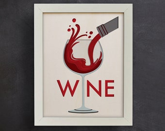 Layered Wine Svg, Wineglass Shadow Box, Paper Cut Files, Shadow Box Svg, For Cricut, 3d Papercraft, Laser Cut Files