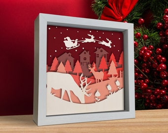 3d Christmas Lanscape, Shadow Box Svg, 3d Christmas Layers, Paper Cut Template, For Cricut, Silhouette, Laser, CNC, Easy to use