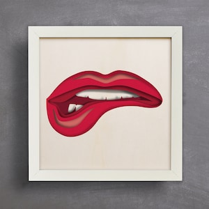 3D-lippen, Shadow Box SVG, 3D-papier knippen, bestanden voor de cricut, voor silhouet, CNC snijden, Svg, Dwg, Dxf, Ai, Eps, Pdf, Png-indelingen