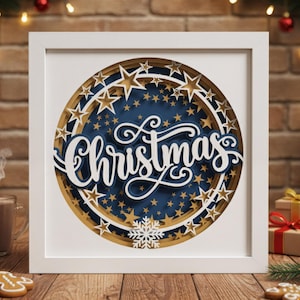 Christmas Shadow Box SVG, 3D Layered Papercraft Light Box Template, DIY Christmas Decor for Cricut, Silhouette, Laser Cut File