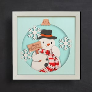 3D Snowman Shadow Box, Christmas Shadow Box SVG, Christmas Layered Papercut, Christmas Ornament, Files For Cricut