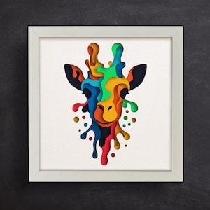 Girafe 3D, modèles de boîte d'ombre, SVG pour papier cartonné / boîte d'ombre d'animaux 3D / art coloré 3D / faune 3D Svg / pour Cricut / pour silhouette