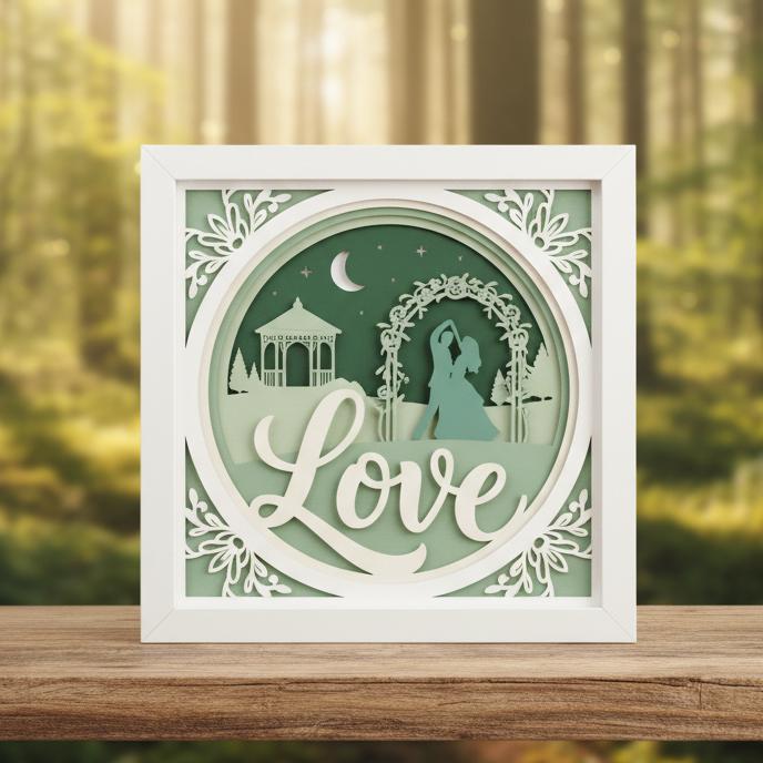 3D Wedding Shadow Box SVG | Love Couple Gazebo Papercut | Romantic ...