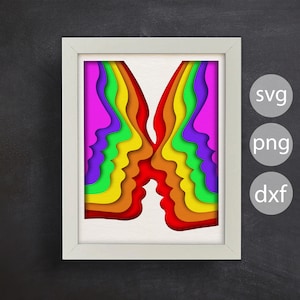 3D Couple Face Svg, Shadow Box Templates, Love Shadow Box, Paper Cut Svg, For Cricut and Silhouette, Easy to use