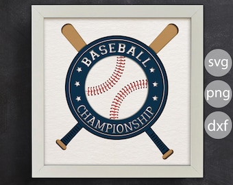 3d Baseball SVG, Shadow Box, Files for cricut, for Silhouette, CNC cutting, Svg, Dxf, Eps, Png Formats