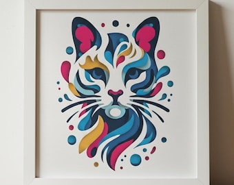 3d Cute Cat, Shadow Box Templates, SVG For Cardstock / 3D Cat Shadow Box / 3d Boho Svg / Pet Memorial Box/ For Cricut/ For Silhouette