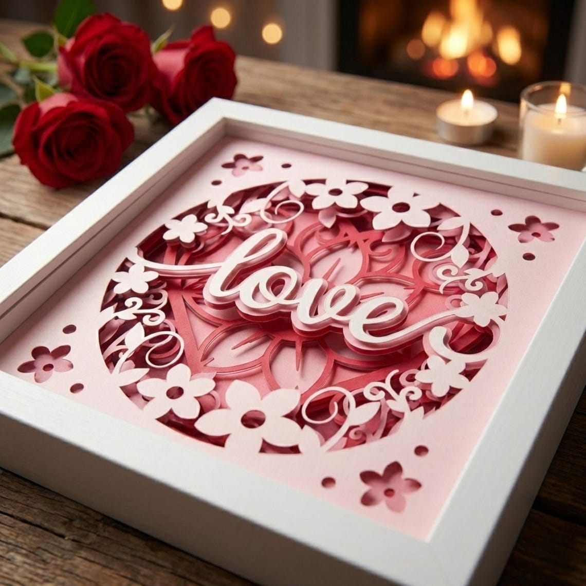 Love Shadow Box SVG, 3D Layered Papercut Template, Valentine's Day Gift ...