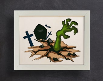Mano di zombi 3D, Shadow Box Svg, Halloween 3D Svg, per Cricut, per silhouette, taglio della carta, formati Svg, Dxf, Eps, Png