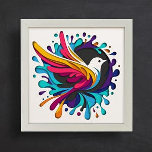 Geschichteter Vogel SVG, Schattenbox-Vorlage, Spatz 3D SVG Schattenbox, geschichteter Karton 7, Papierschnitt für Cricut für Silhouette, einfach zu verwenden