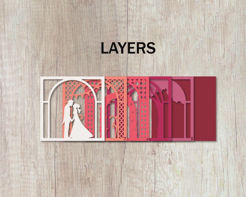 3D Wedding Shadow Box SVG – Romantic Layered Papercut for Cricut ...