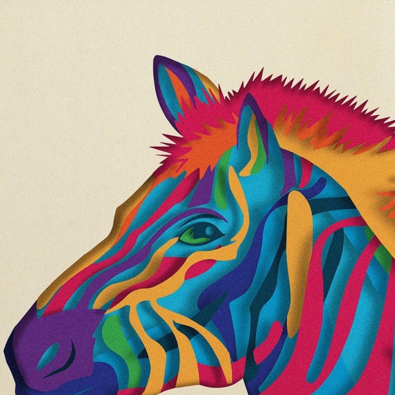 3d Zebra Shadow Box Svg Colorful Layers Svg Papercut Etsy